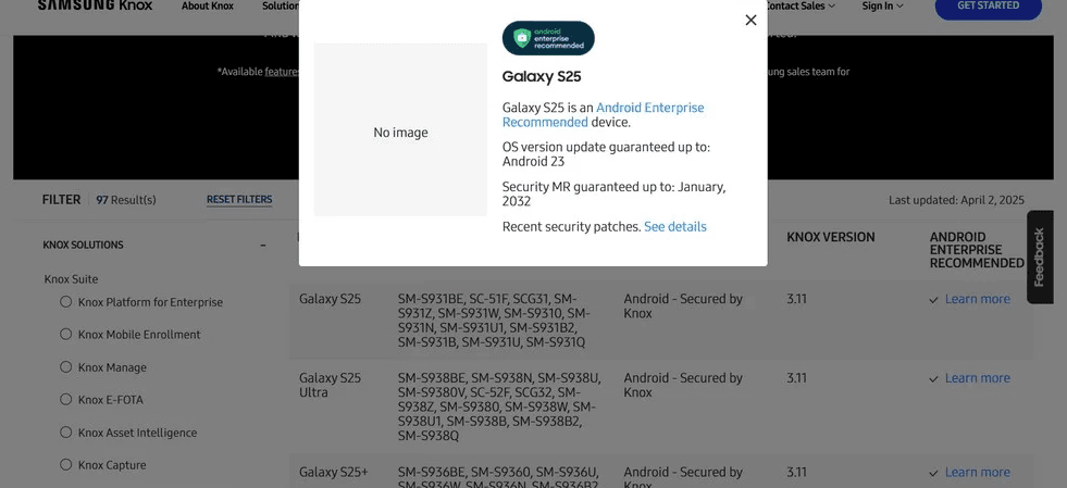 Samsung Galaxy S25 Enterprise Edition: O Rei das Atualizações 2 Captura de tela 2025 04 06 115742